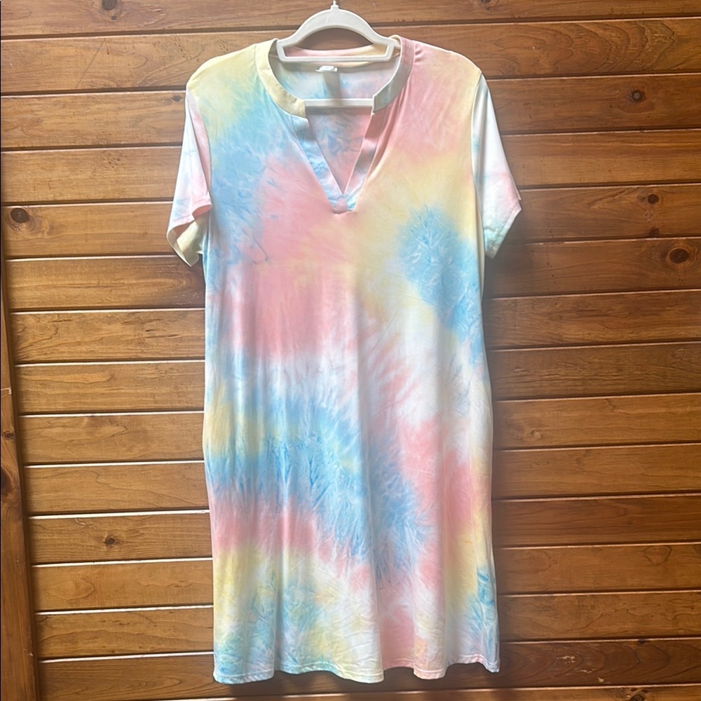 HoneyMe - Pastel Tie-Dye Dress With POCKETS